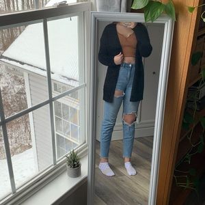 Loft Fuzzy Black Cardigan (S)